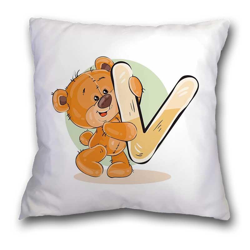 Polyester/Linen Lovely Bear Alphabet Print Cushions Case Cartoon Bears Letters Decor Pillows Case Sofa Livingroom Throw Pillows