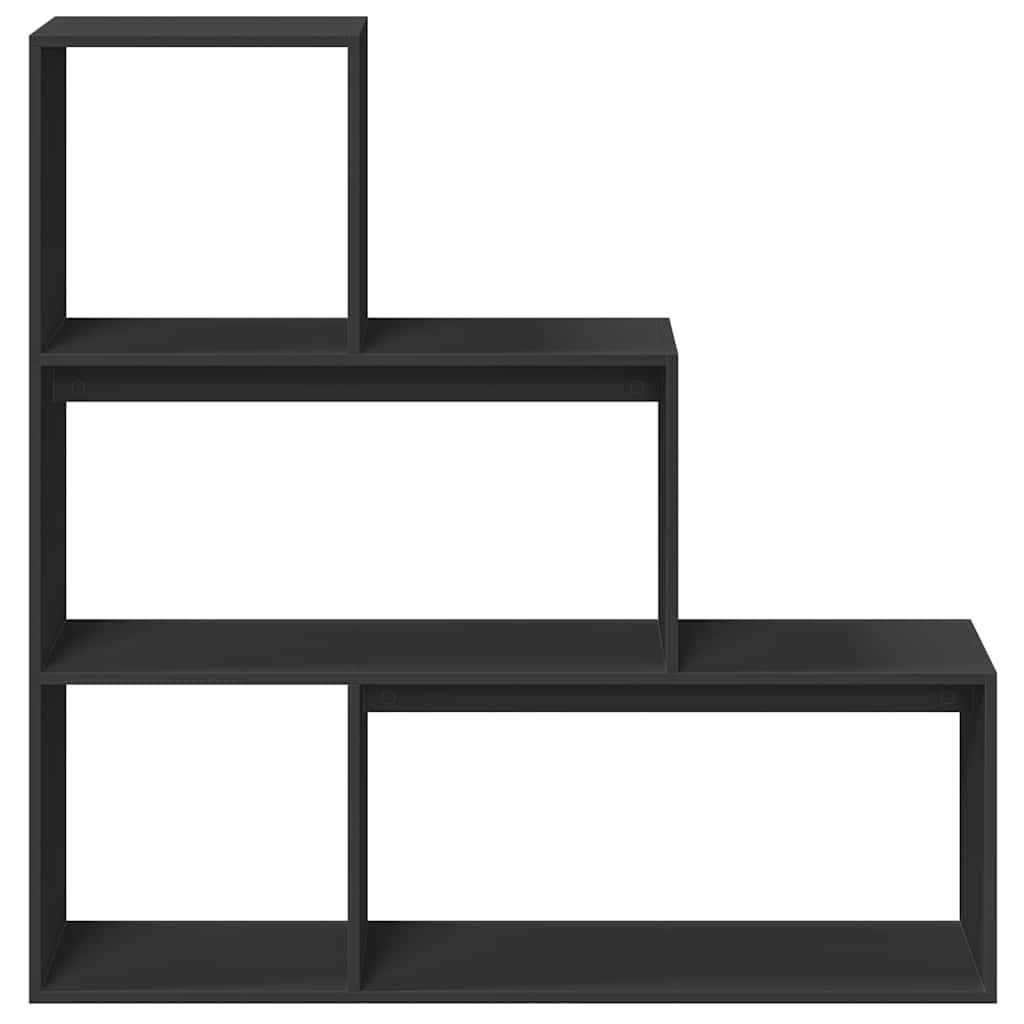 Room Divider Bookshelf 3 Tier Black 123 x 29 x 123 cm