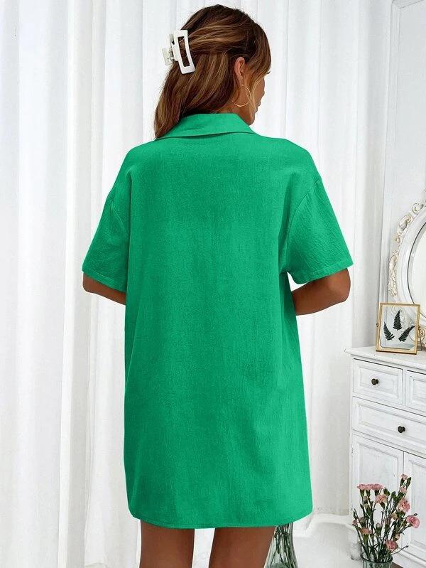 Women's Solid Color Short Sleeve Casual Shirt & Shorts Set - Loose & Stylish Two-Piece