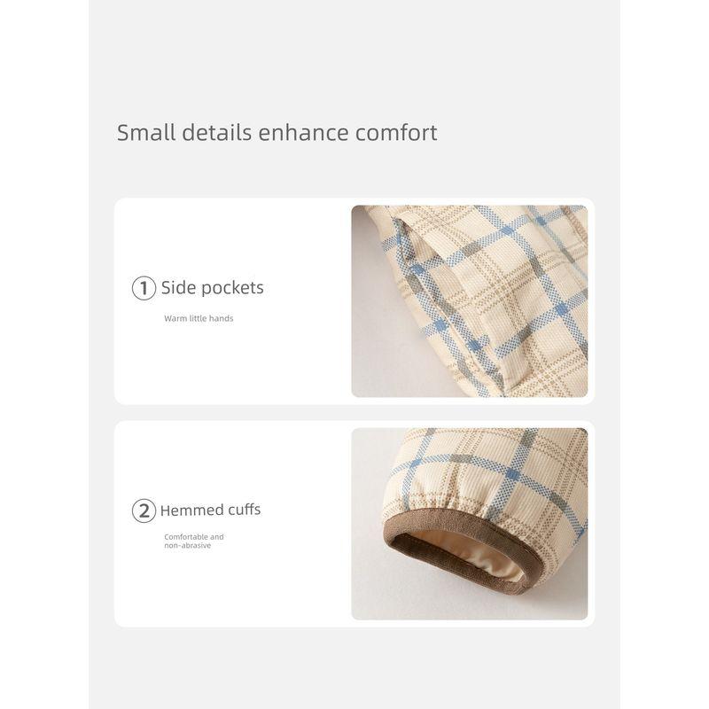 David Bella Kidsren's Quilted Rompers for Boys 2026 New Pure Cotton Plaid Jumpsuit Baby Class a Winter Clothing