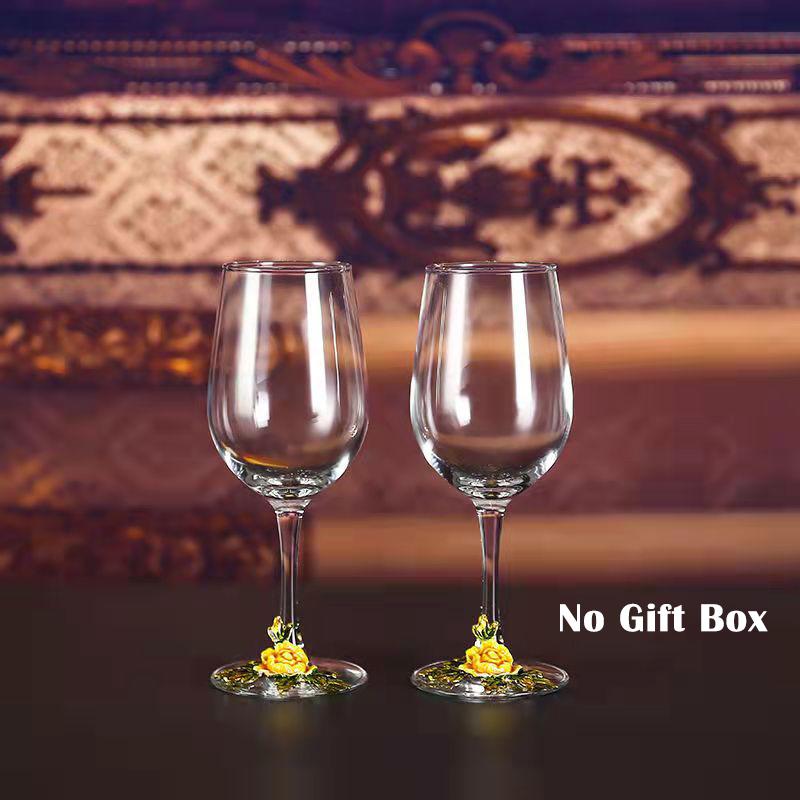 Superior Enamel Peony Glass Crystal Champagne Cup Set Goblet Glasses Glasses of Wine Wineglass Luxury Glass Cups Vintage Whiskey