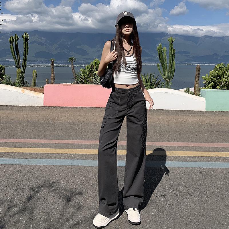 Women's Fleece-Lined High-Waisted Retro Straight-Leg Jeans with Multi-Pockets