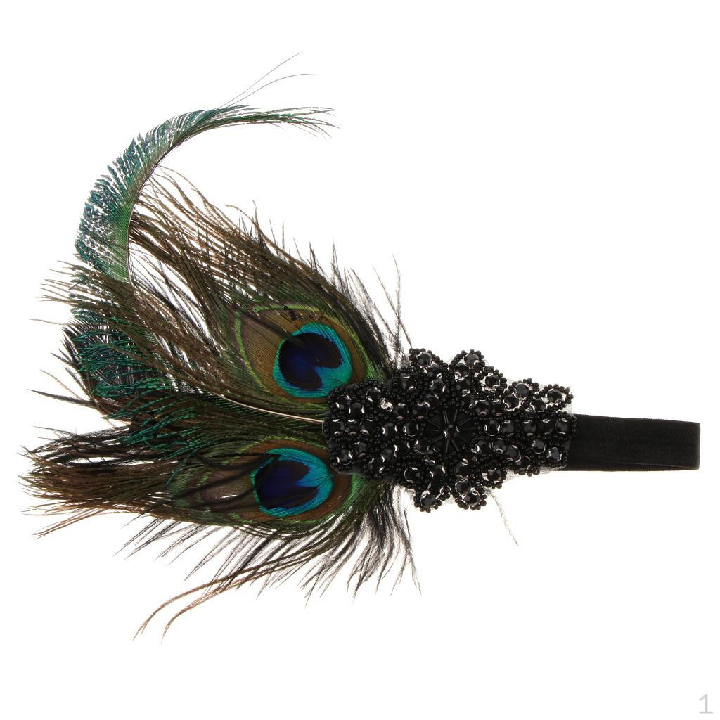 Vintage Feather Applique Forehead Headband Headpiece Costume