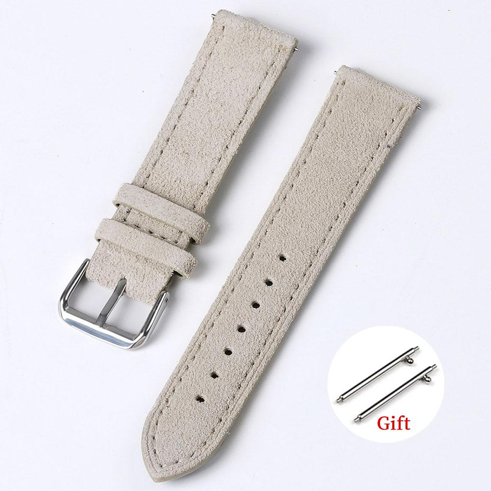 Vintage Suede Leather Watchband 18mm 19mm 20mm 22mm Watch Strap for Seiko Handmade Stitching Bracelet for Huawei Watch GT2/3/4