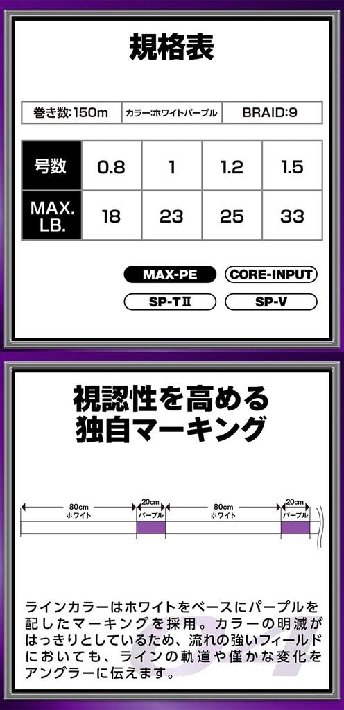 VARIVAS PE Line Avani Seabass Max Power PE X9 150m White Purple 9-strand (Marking) No. 1.0