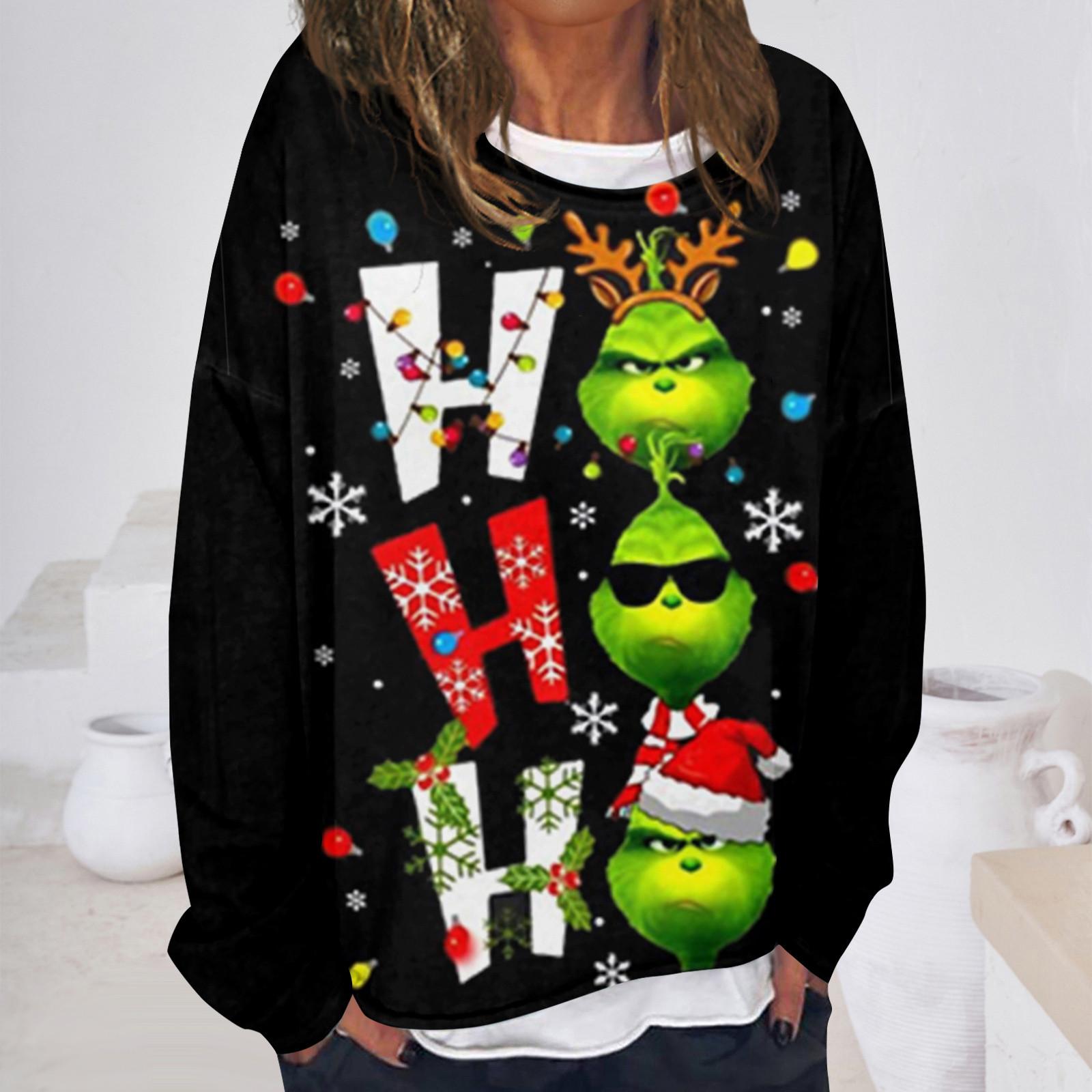 

Женская повседневная модная винтажная толстовка с длинным рукавом и круглым вырезом с принтом, многослойный пуловер, топ L чёрный