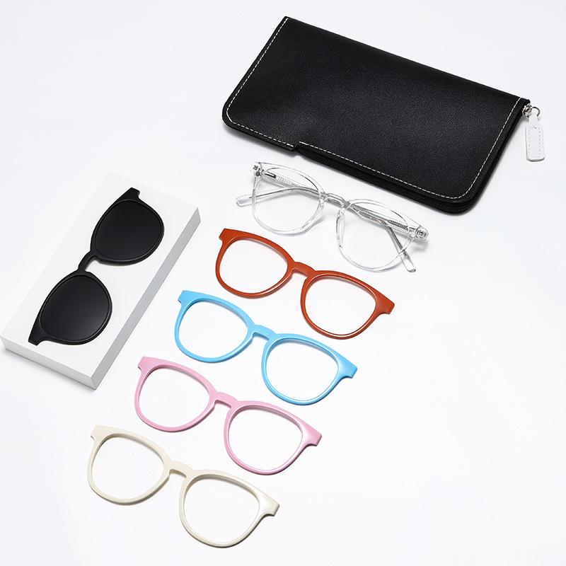 

Trendy TR90 Eyeglass Set: 5 Magnetic Clip-On, Lightweight, Polarized Frames for Men & Women. TR Frame - Set of 5