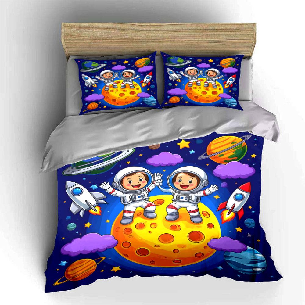 Kids Astronaut Space Adventure Set, Multiple Sizes Kid'S And Adults' Bedroom Exquisite 3Pc Bedding Set, Gift