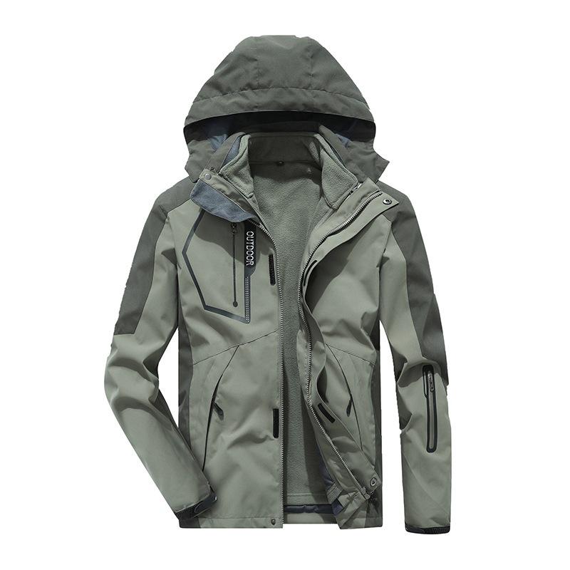 Outdoor Jacket Men's Three-in-one Waterproof and Windbreaker Removable Thickened Autumn and Winter Mountaineering Jacket Women