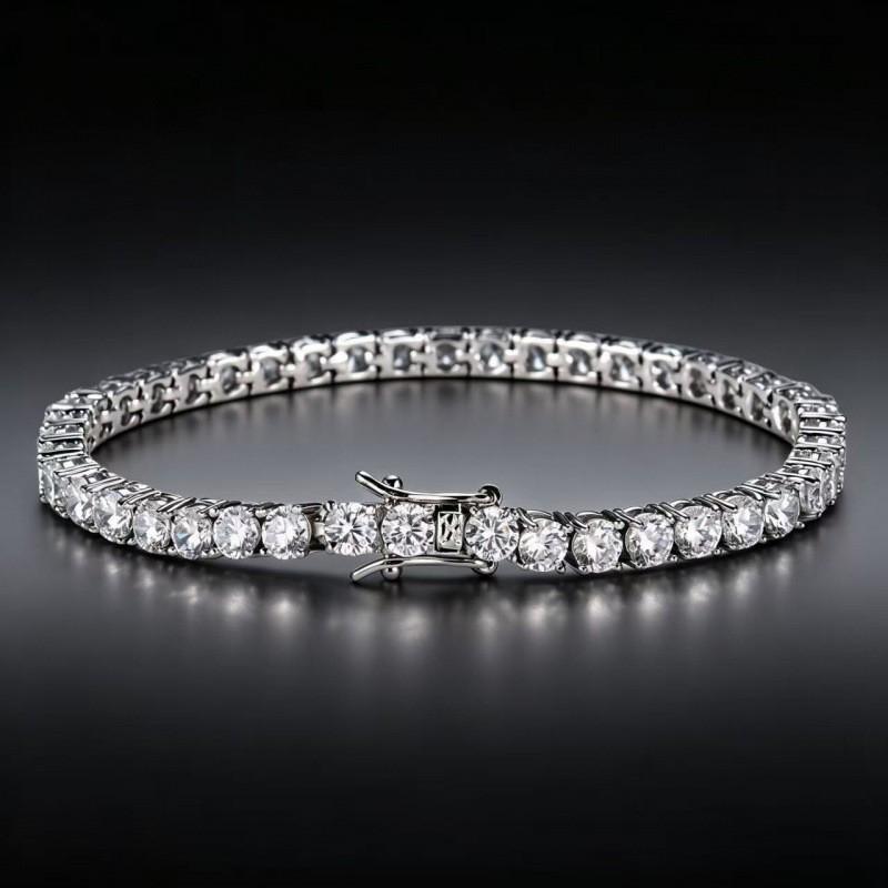 Elegant Micro-Set Zircon Tennis Bracelet Women Men Minimalist Geometric Design In Gold Tone