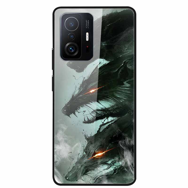 Case For Xiaomi 11T Pro Glass Hard Tempered Glass PC Phone Cover For Xiaomi Mi 11T 11 T Pro Shockproof Landscape Cute Capa Coque
