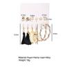 6 Pairs of Women's Earrings Hollow Leaf Faux Pearl Tassel Ear Accessories