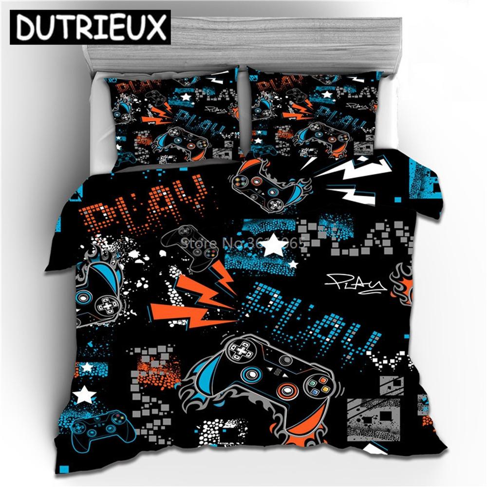 Creative Gamer Gamepad Pattern Bedding Set Bed Linen Cartoon Duvet Cover Set With Pillowcase Twin Full Queen King Bedclothes
