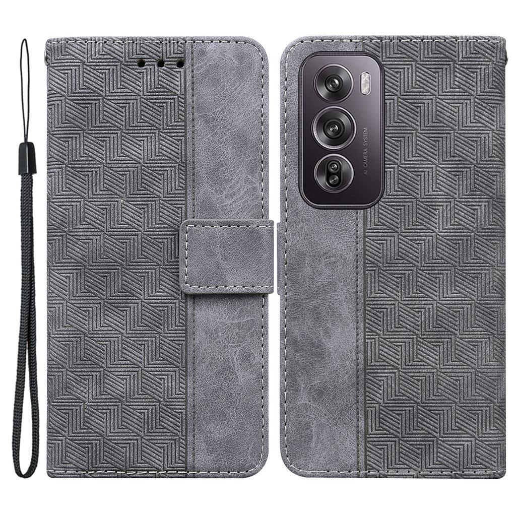 For Oppo Reno12 Pro 5G (Global) Phone Case Geometry Pattern Leather Wallet Cover