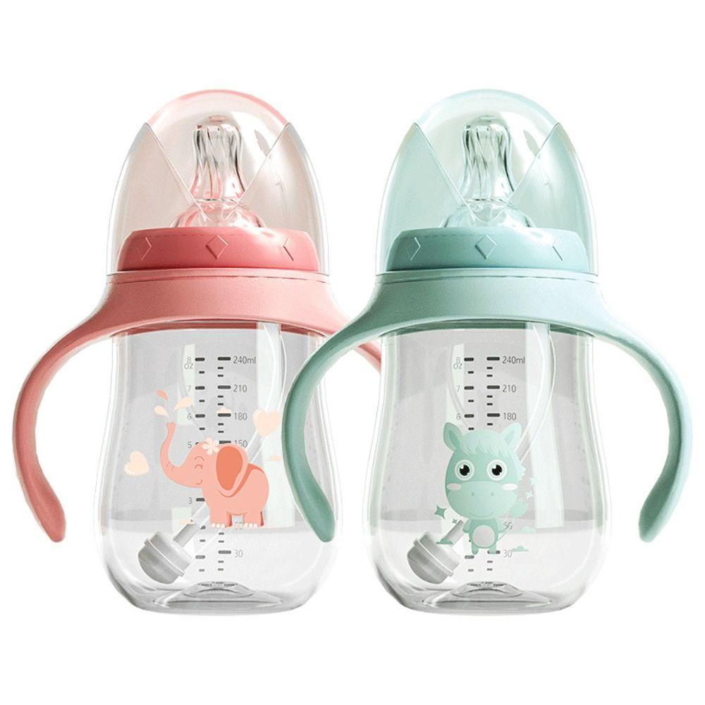 Silicone Nipple Baby PP Bottle Food Grade Baby Bottle With Handle Feeding Utensils