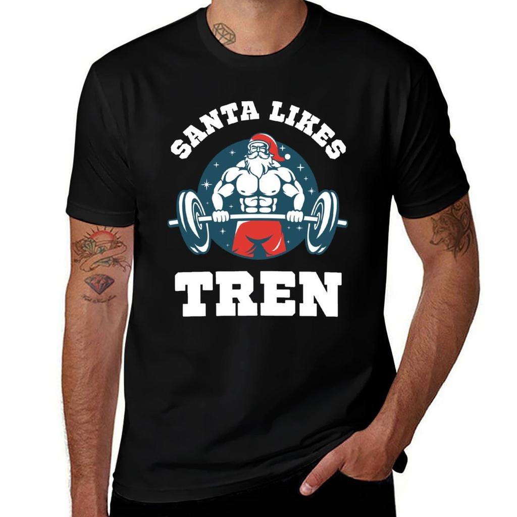 Santa Likes Tren Tshirt Sports Casual Short Sleeve Cotton Tee