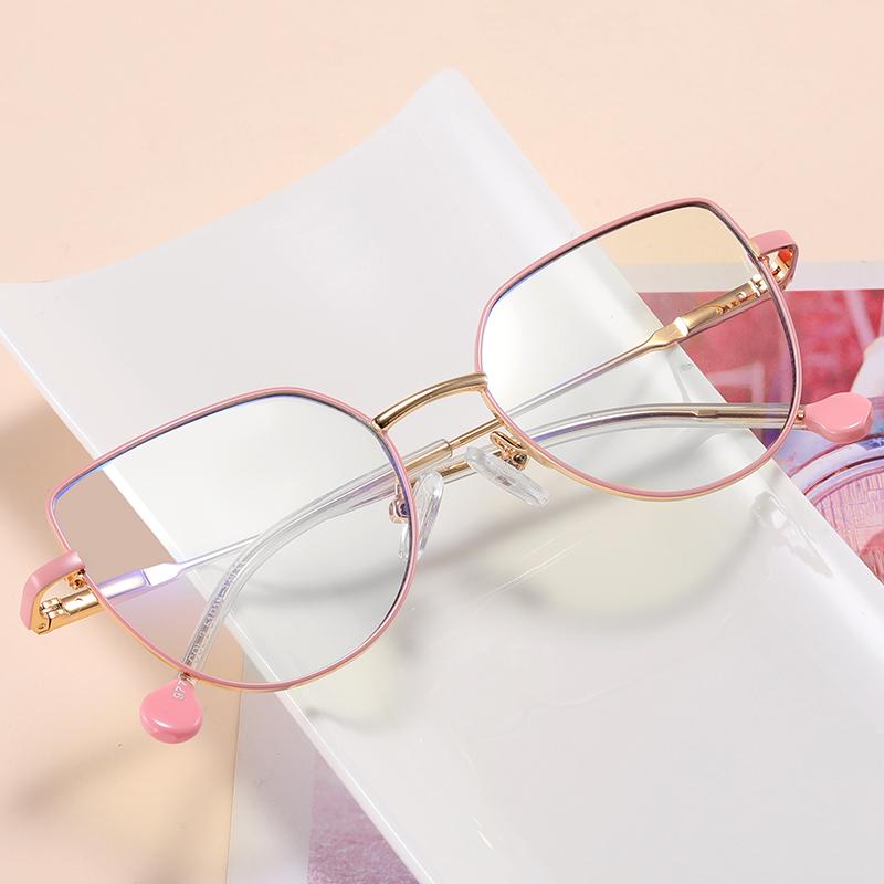 MS 97716 2024 New Kids Cat Eye Metal Thin Frame Children Optical Anti-Blue Light Glasses Eyewear Colorful Design Custom Logo