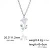 12 Birth Months Flower Necklace Stainless Steel White Green Enamel Daisy Rose Cosmos Pendant Neck Chains Birthday Gift
