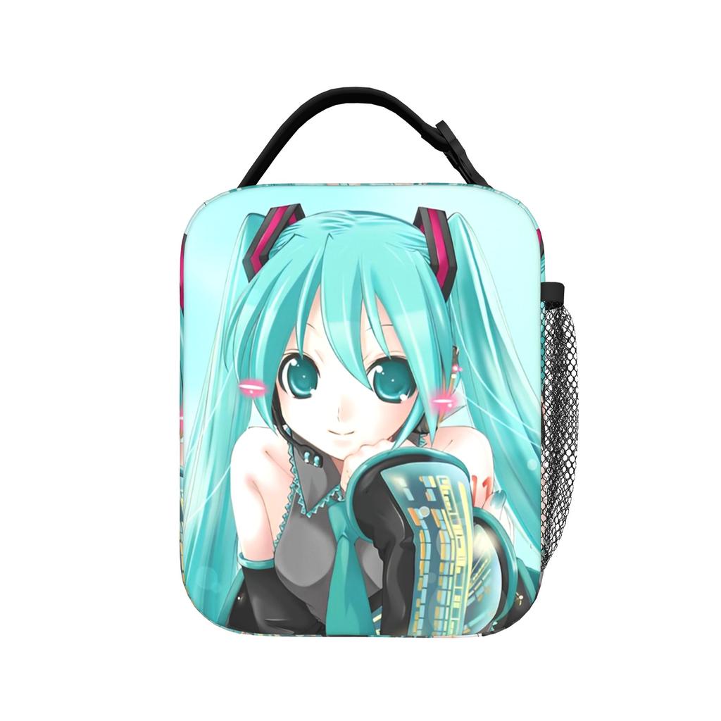 Hatsune Miku Manga Insulated Lunch Bags High Capacity Reusable Thermal Bag Tote Lunch Box School Picnic Bento Pouch