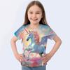 Children's Cute Animal 3D Digital Printed Girl Fashion Casual Round Neck Short Sleeved T-shirt