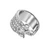 Foxanry Silver Color Sparkling Zircon Cuff Rings For Women Girls Fashion Personality Simple Temperament Engagement Jewelry Gifts