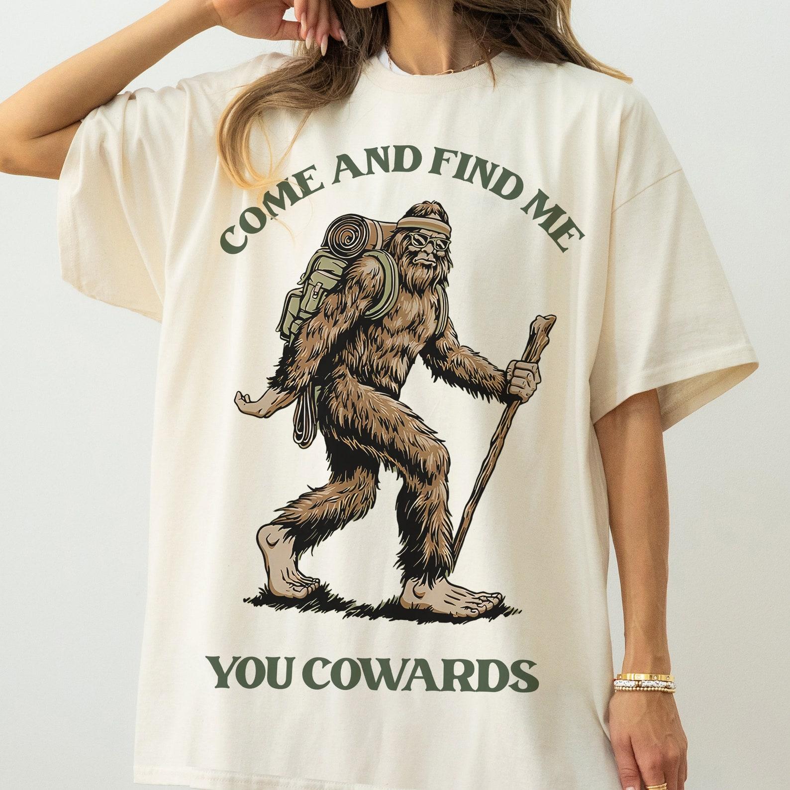 Funny Bigfoot Graphic T-Shirt, Sasquatch Hide and Seek Tee M