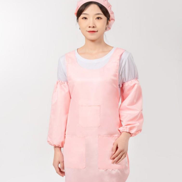 Women's Hair-Resistant, Stain-Proof Sleeveless Apron with Hat - Solid Color and Embroidered Design