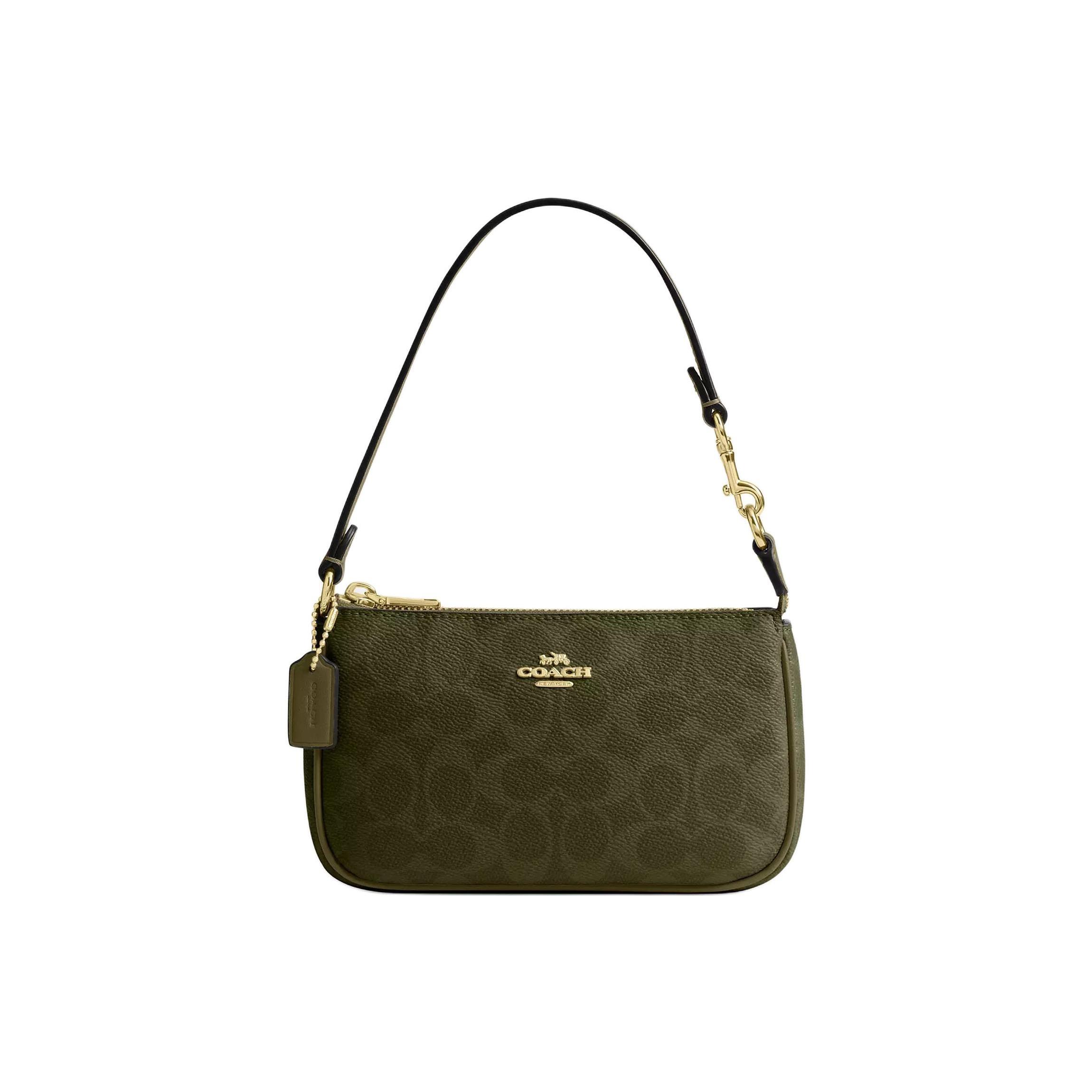 

Coach Nolita 19 Metallic Logo Zip Closure Signature Coated Canvas Shoulder Bag Women Handbags Olive-Green CW426-IMOLV Basic Set (Bag+Dust Bag)