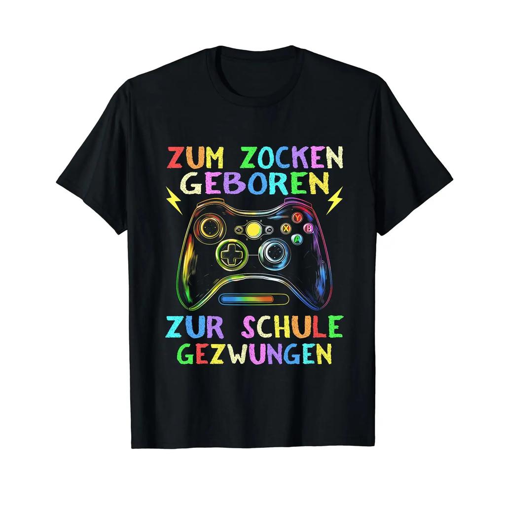 Born To Game Forced Go School Gamer Funny T Shirt Vintage Washed Homme Streetwear Comfortable Top For Everyday Wear Fashion