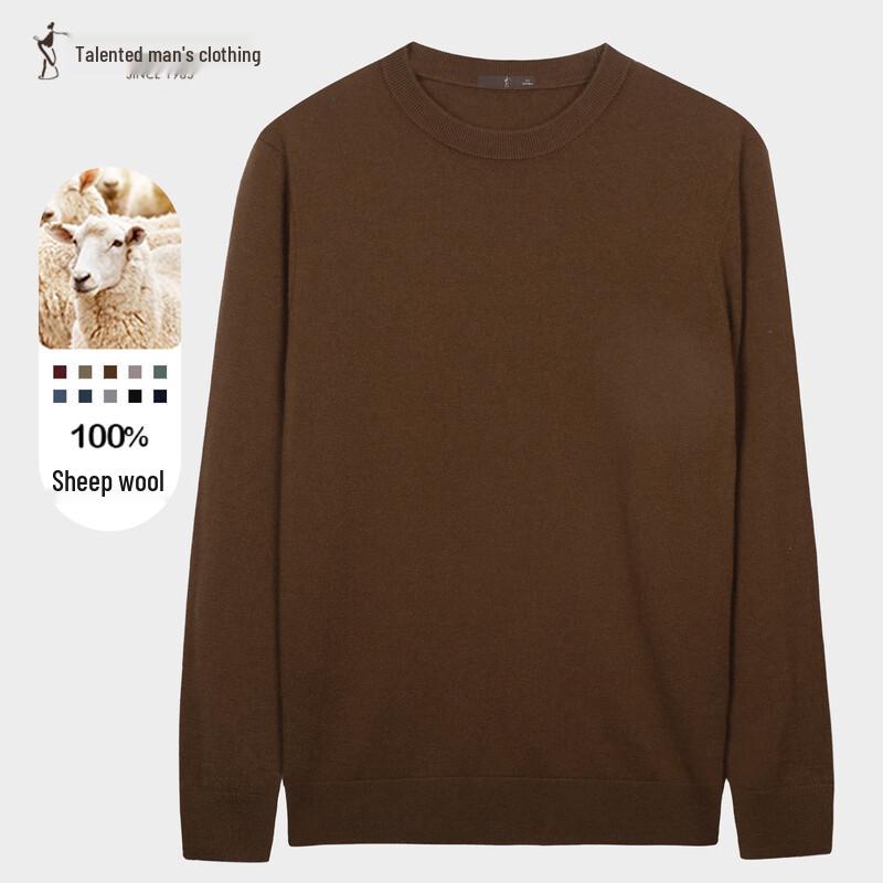 Men's Pure Merino Wool Crew Neck Pullover Sweater