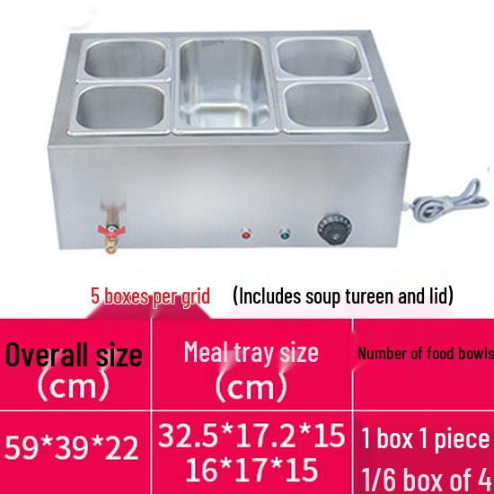 Stainless Steel Electric Food Warming Table - Multi-Functional Countertop Heater for Soups & Dishes.