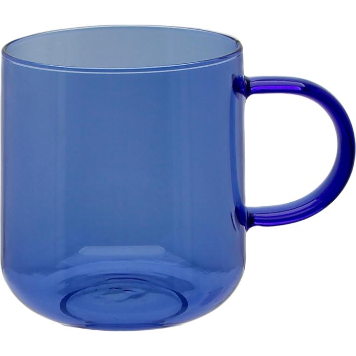 GLASS MUG FOR COFFEE AND TEA 310 Ml. 8.7 Cm BLUE