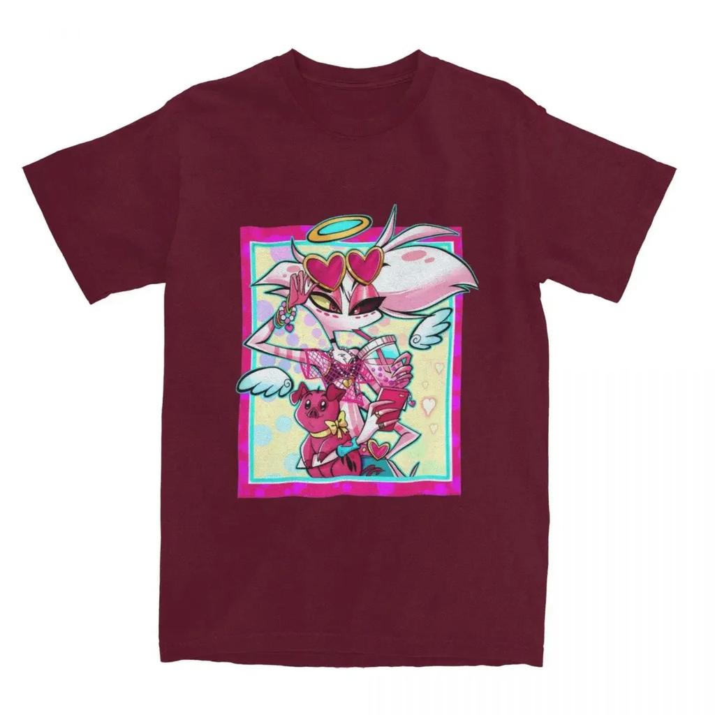 Vintage 100% Cotton Tee Shirt Round Collar Short Sleeve T Shirt Tops Cute Hazbins Hotels Angels Dusts And Fat Nugget T-Shirt