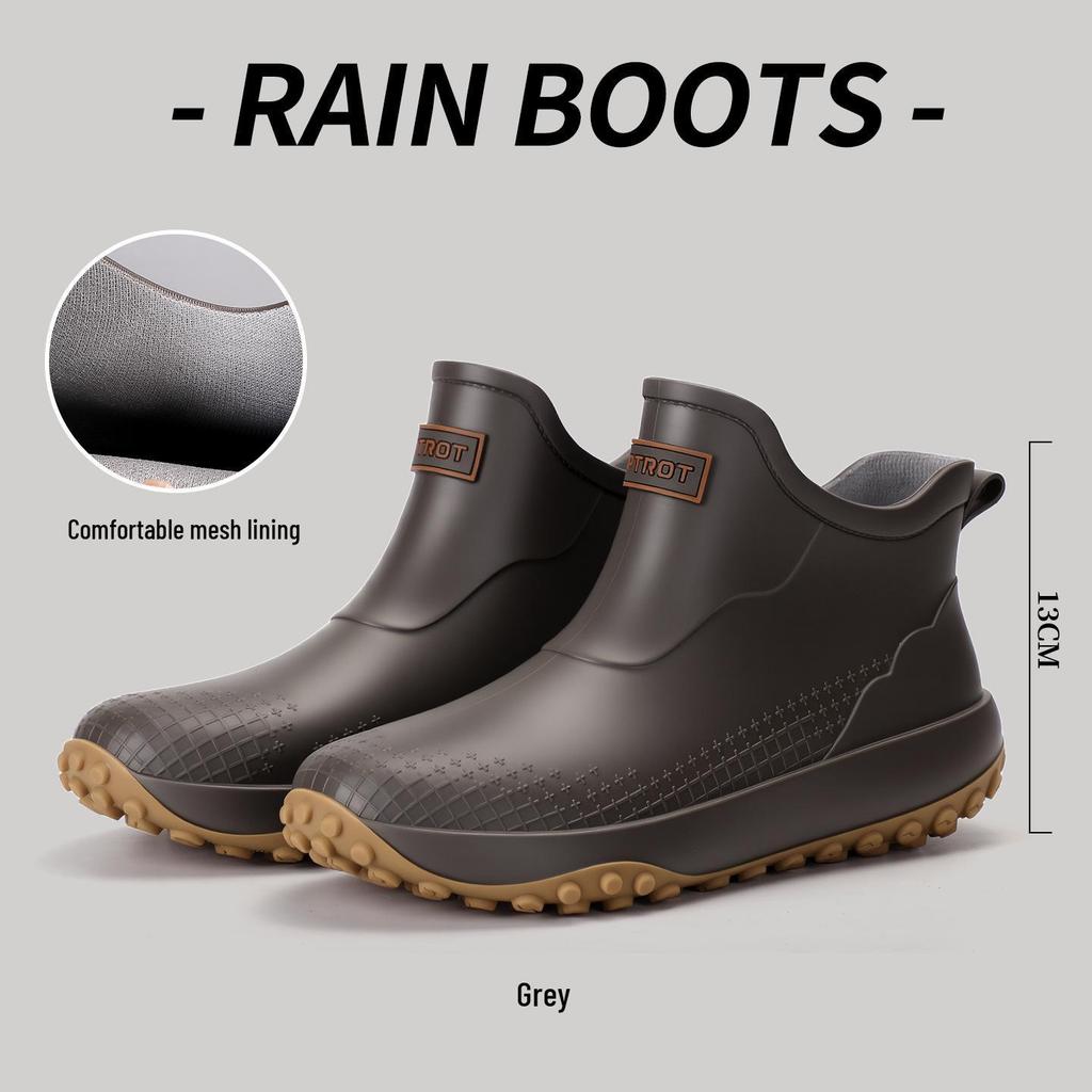 Men's & Women's Non-Slip Waterproof Short Rain Boots with Cotton Lining for Outdoor Use