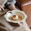Nordischer Stil Creme Spitze Keramikschale Obstschale Salatteller Fischteller Haushalt Reis Schüssel Gemüseschale Suppenschale Geschirr