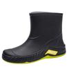 New medium tube rain shoes women's rubber shoes wear non-slip water boots flat bottom water shoes fleece short rain boots
