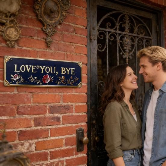 Love You Bye Metal Sign Weather-proof Vintage Outdoor Garden Yard Home Bar Hallway Entryway Wall Hanging Sign Decorative Plaque