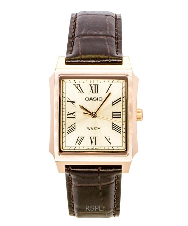 Casio Analog Leather Strap Gold Dial Quartz MTP-B190RGL-9BV Men's Watch