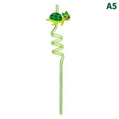 Summer Cartoon Creative Plastic Straw Marine Animal Curved Straw Kids
