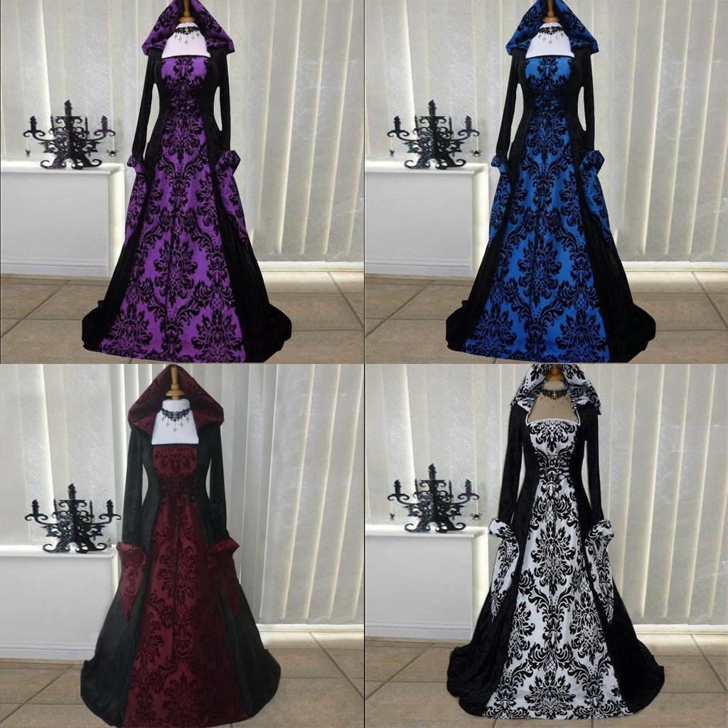 Medieval Renaissance Dress For Women In Milk Silk With 3d Pattern For Stage Performance