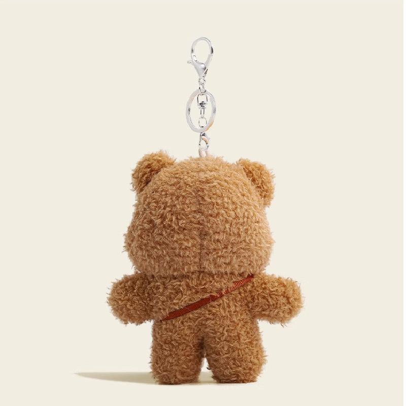 Cute Chubby Bear Plush Keychain Funny Ugly Doll Pendant For Girls School Bag Backpack Charm Decor