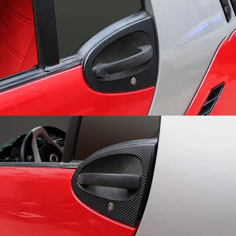 2pcs Car Stickers Car Door Handle Carbon Fiber Stickers Decal Auto Accessories For Smart 2009-2014 451 453 Fortwo W451 W453 C451