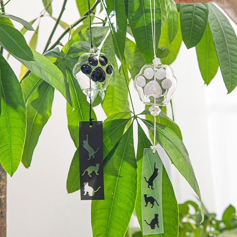 Japanese Style Cute Cat Paw Glass Wind Chime DIY Hand-painted Small Goldfish Birthday Gift Outdoor Garden Decoration Pendant