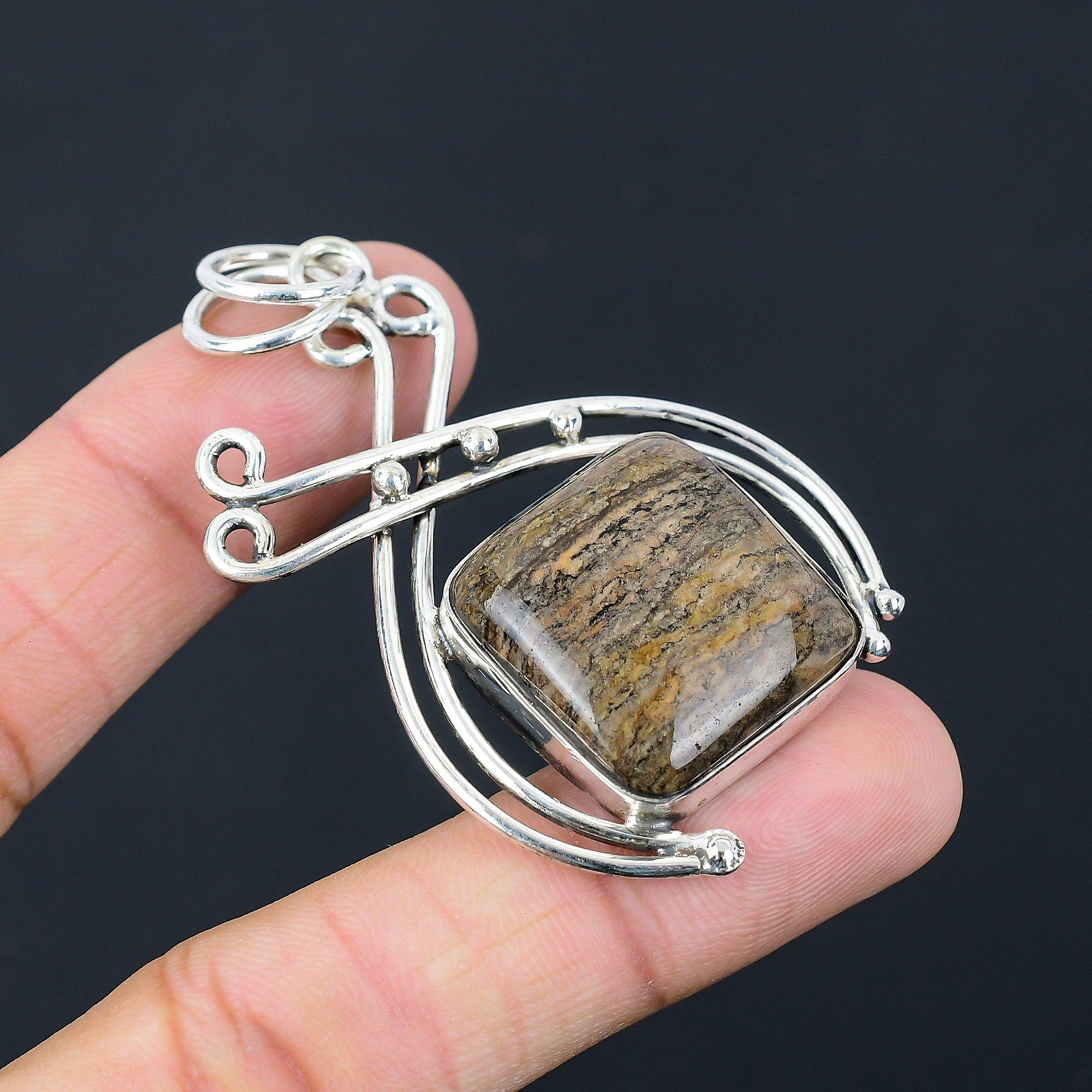 Friendship Day Deal 925 Sterling Silver Natural Honey Dendrite Opal Boho Pendant