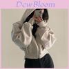 Womens Fleece Lined Short Hooded Sweatshirt With Zipper For Casual Winter Wear
