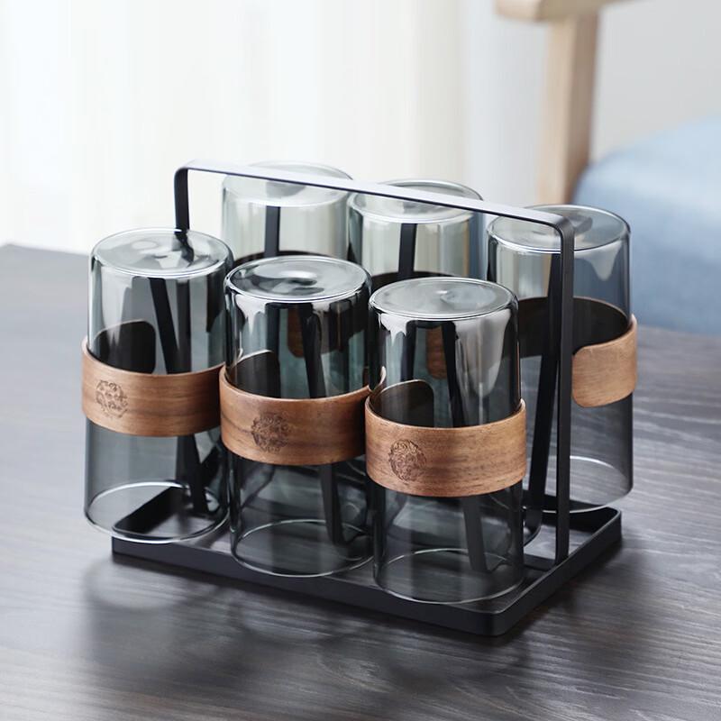 Heat-Resistant High Borosilicate Glass Cup Set with Holder