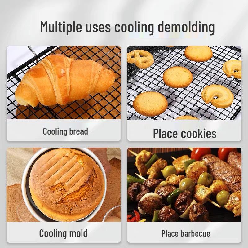 Non-stick Black Cooling Rack for Baking: Small & Large Cake, Bread, and Cookies.