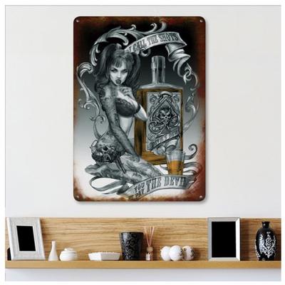 [Q9198] - Metalowa tabliczka retro „Płacisz diabłu” gotycka - 20x15 cm