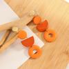 Geometric wooden earrings retro round color blocked earrings hollowed out wooden earrings wood art color blocked design