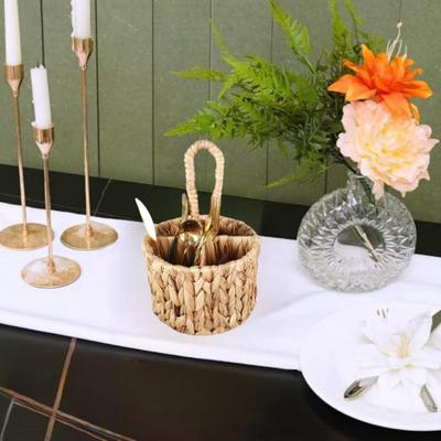 Rattan Weide Aufbewahrungskorb Handgeflochten Besteck Organizer Runde Aufbewahrungsbox Wasserhyazinthe Aufbewahrungskorb Besteckhalter